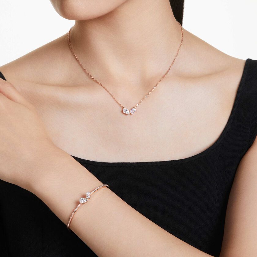 swarovski mesmera set  mixed cuts  white  rose gold tone plated