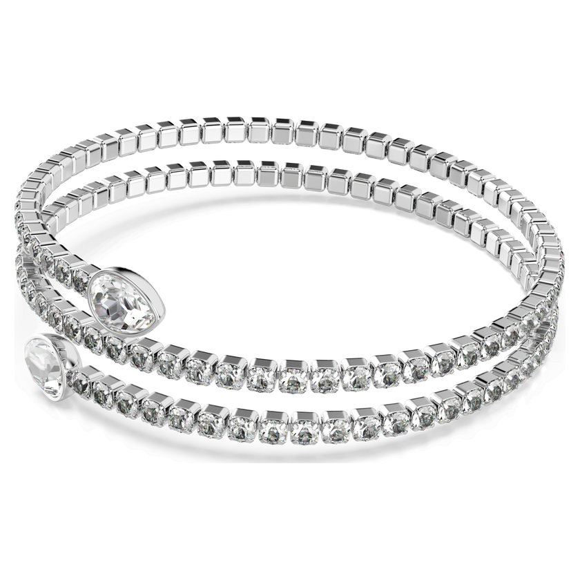 swarovski twisty cuff  mixed cuts  white  rhodium plated