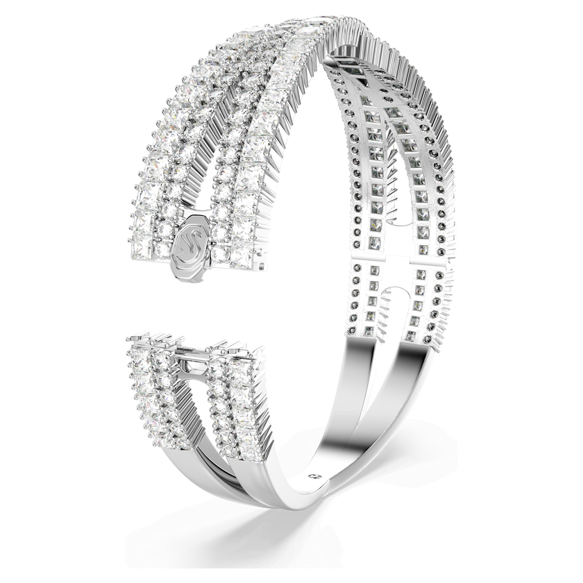 swarovski hyperbola cuff  mixed cuts  infinity  white  rhodium plated