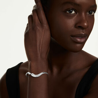 swarovski classica bangle  open  round cut  white  sterling silver