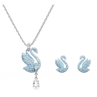 swarovski swan set swan blue rhodium plated