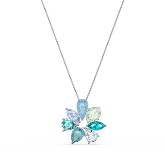 swarovski sunny flower pendant  light multi colored  rhodium plated