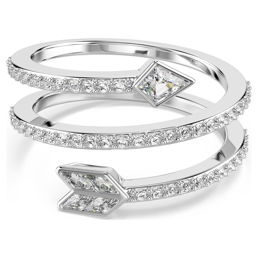 swarovski idyllia motif ring  mixed cuts  arrow  white  rhodium plated