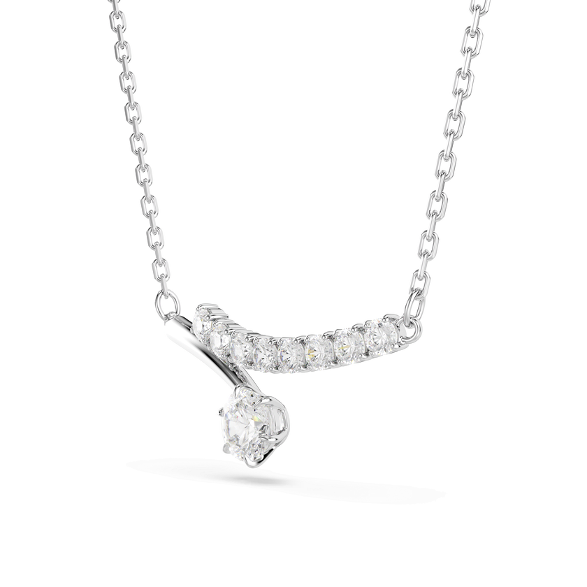 swarovski matrix necklace  round cut  white  rhodium plated