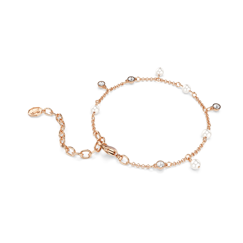 swarovski imber bracelet  crystal pearl  round cut  white  18k rose gold finish