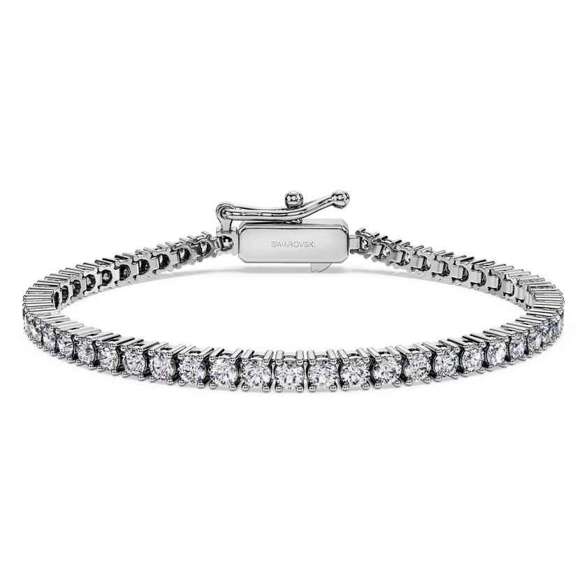 swarovski eternity tennis bracelet  lab grown diamonds 3 ct tw  round shape  18k white gold