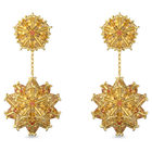 Curiosa drop earrings,  Geometric Swarovski zirconia, Orange, Gold-tone plated
