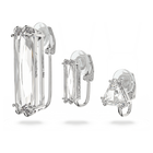 swarovski mesmera clip earring single baguette cut crystal white rhodium plated