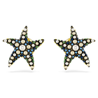 swarovski idyllia stud earrings starfish small blue gold tone plated