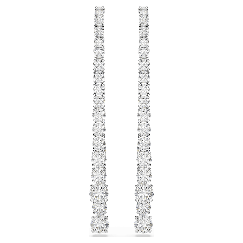 swarovski matrix drop earrings  gradient of round cuts  white  rhodium plated