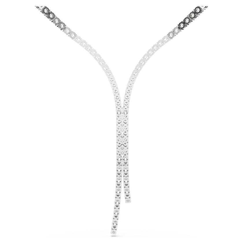 swarovski matrix y necklace  round cut  white  rhodium plated