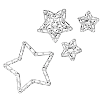 swarovski body jewel  set  4   star  white