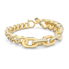 Dextera bracelet, Pavé, White, Gold-tone plated