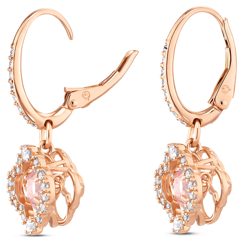 swarovski una drop earrings  clover  pink  rose gold tone plated