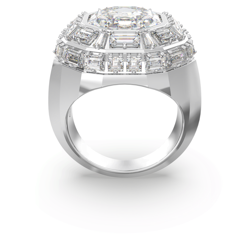 swarovski mesmera cocktail ring  octagon cut  white  rhodium plated