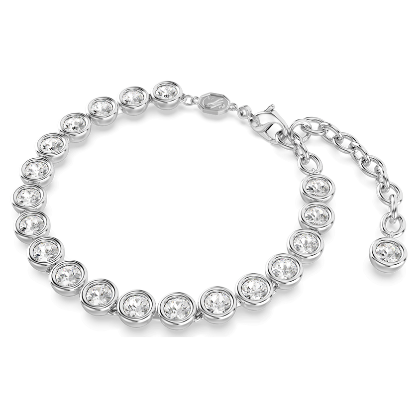 swarovski imber tennis bracelet  round cut  white  rhodium plated
