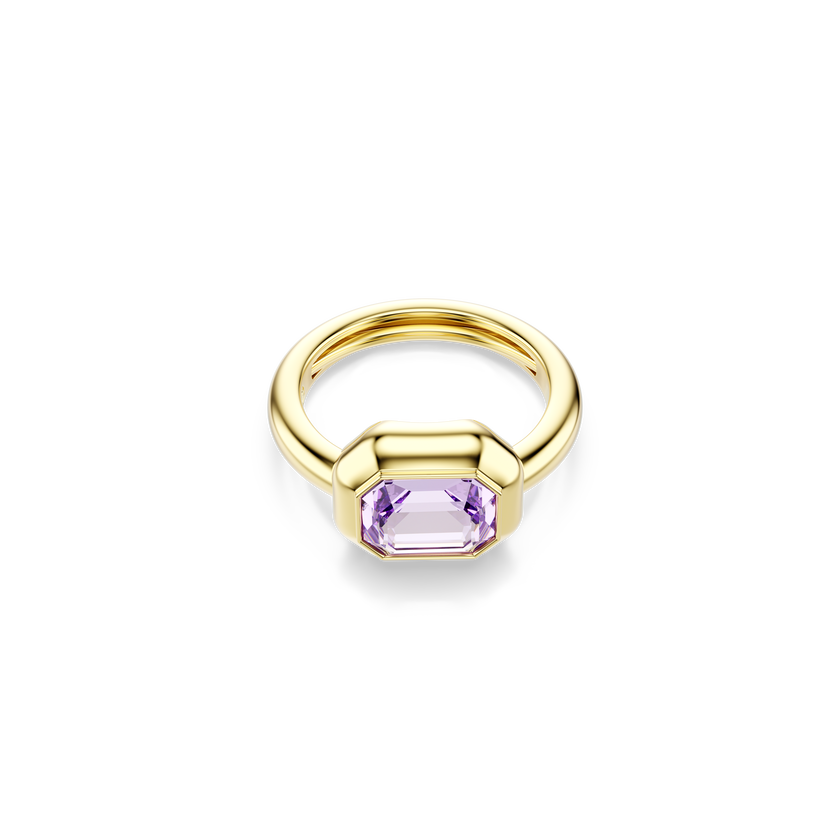 swarovski gema motif ring  set  3   multicolored  gold tone plated