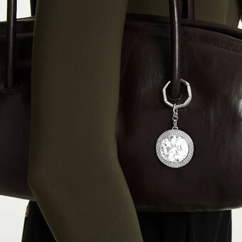 swarovski bag charm  round cut  white  rhodium plated