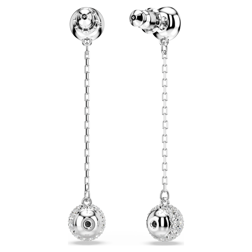swarovski una angelic drop earrings  round cut  white  rhodium plated