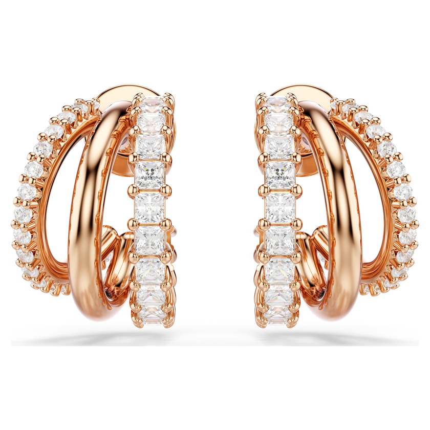swarovski hyperbola hoop earrings  mixed cuts  mini  white  rose gold tone plated
