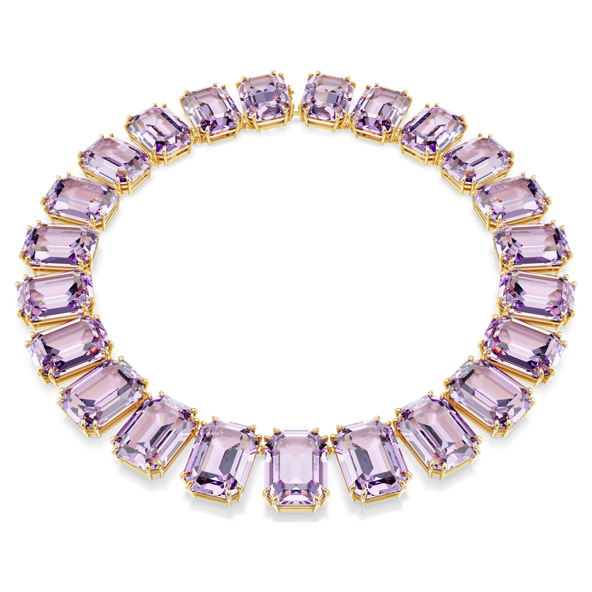 swarovski millenia tennis necklace  octagon cut  purple  gold tone plated