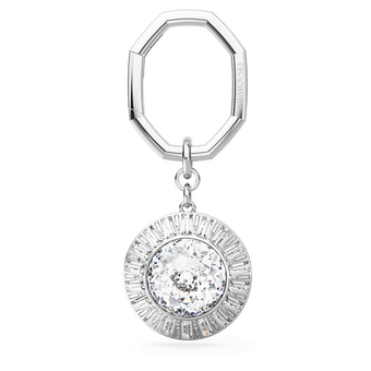 swarovski key ring round cut white rhodium plated