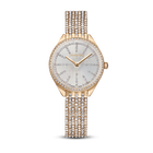 Attract watch, Swiss Made, Metal bracelet, White, Rose gold-tone finish