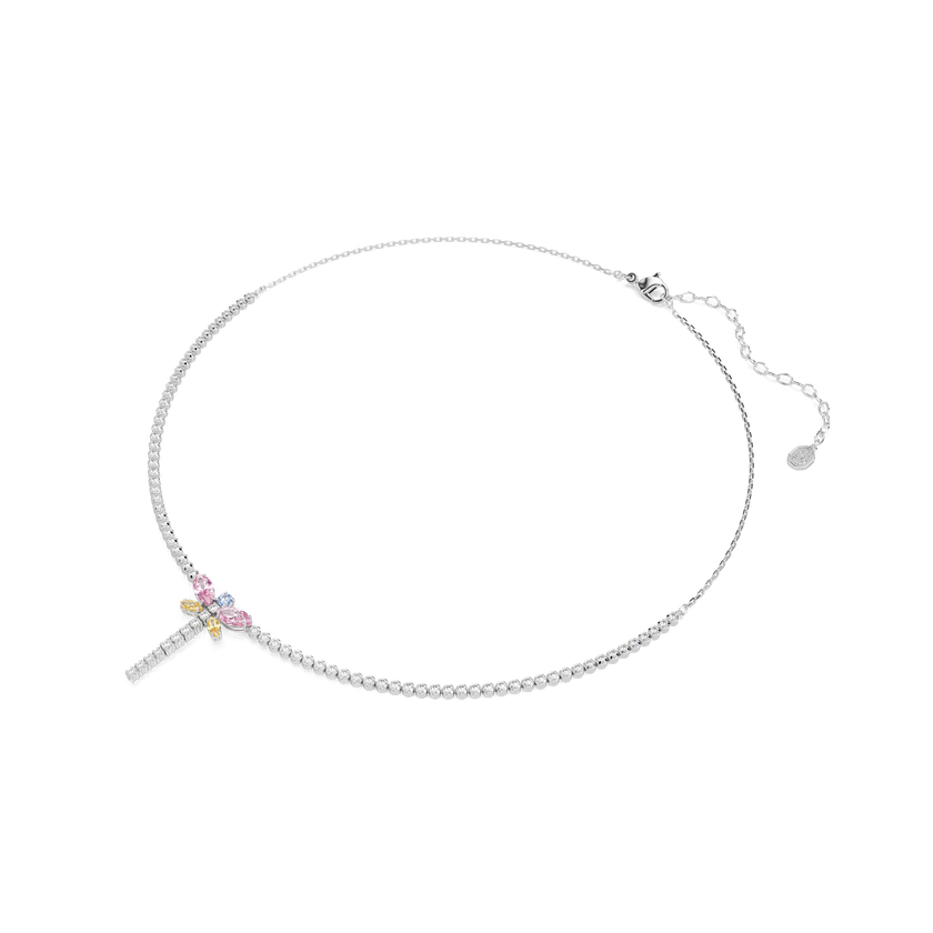 ariana grande x swarovski tennis y necklace  mixed cuts  dragonfly  multicolored  rhodium plated