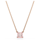 swarovski stilla pendant  square cut  pink  18k rose gold finish