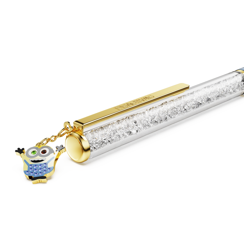 swarovski crystalline ballpoint pen  minions  blue  gold tone plated