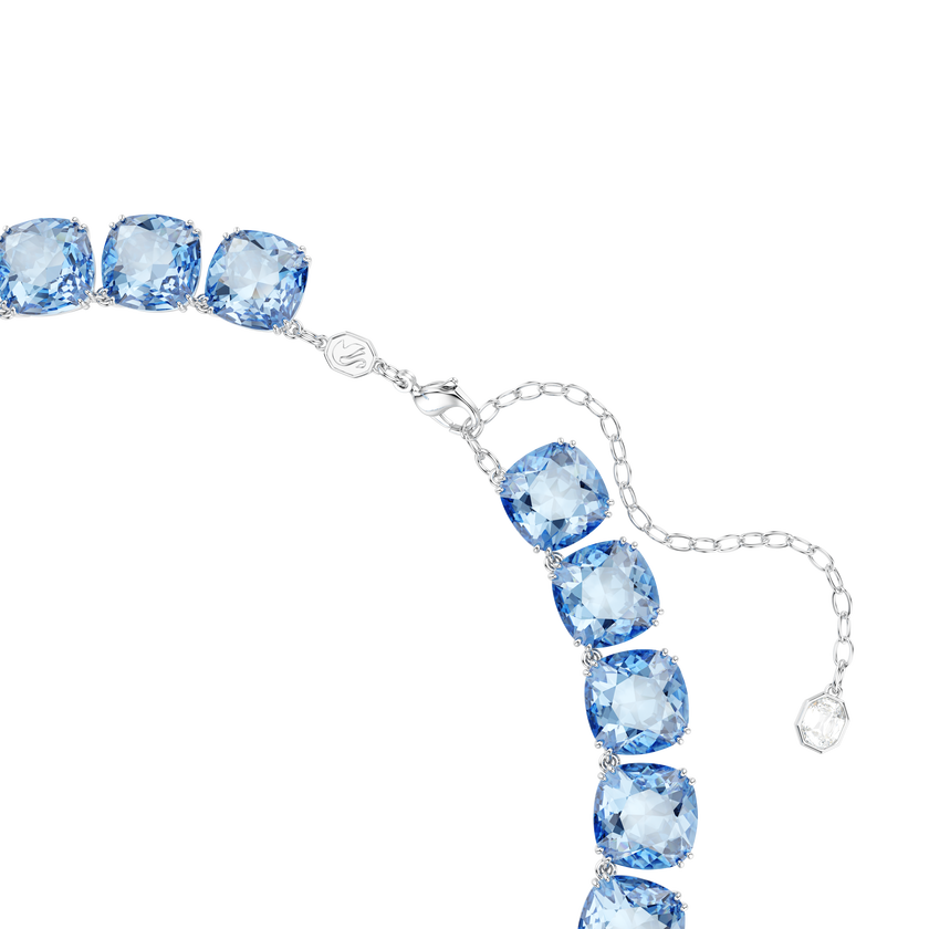 swarovski millenia necklace  cushion cut  blue  rhodium plated