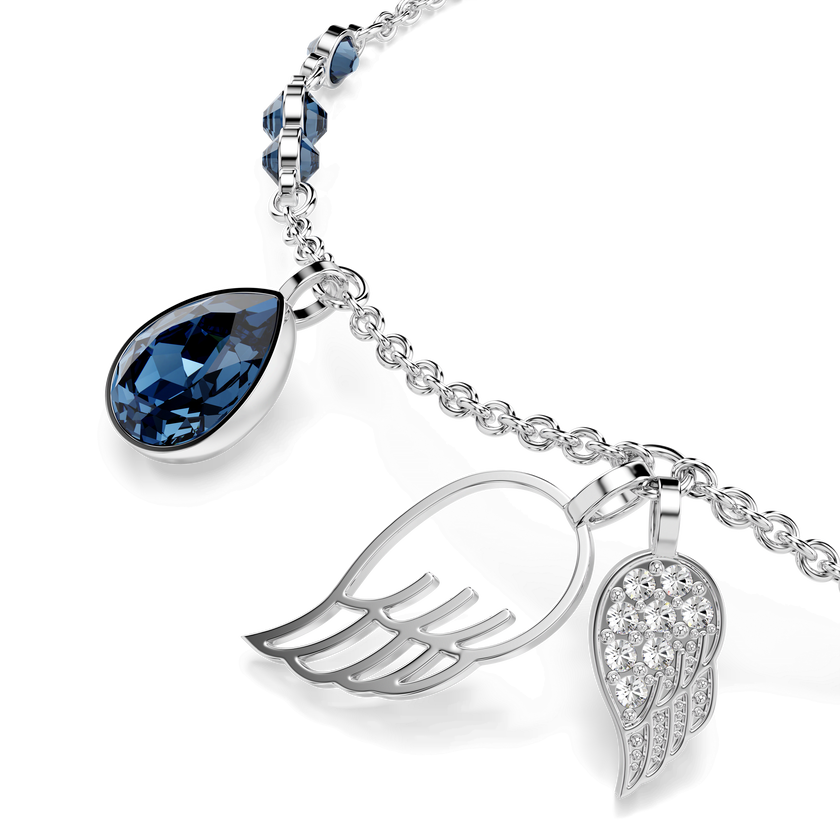 swarovski symbolica bracelet  wing  blue  rhodium plated
