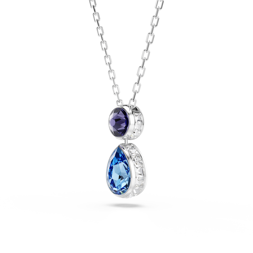 swarovski chroma pendant  mixed cuts  multicolored  rhodium plated