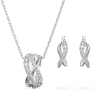 Twist Set, White, Rhodium plated