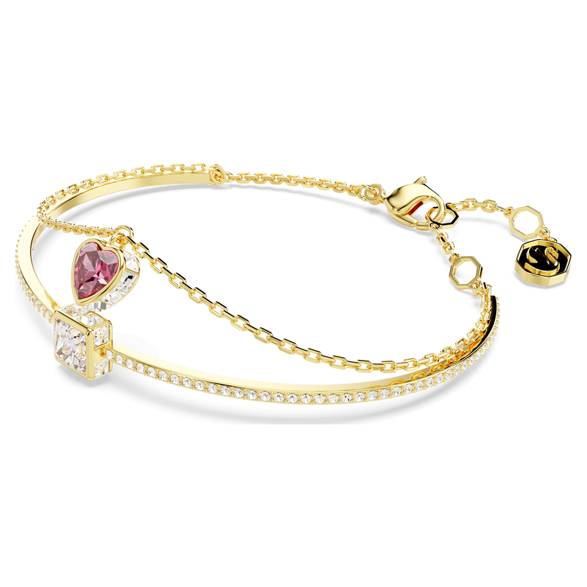 swarovski chroma bangle  heart  red  gold tone plated