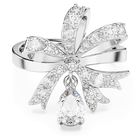 swarovski volta cocktail ring bow small white rhodium plated