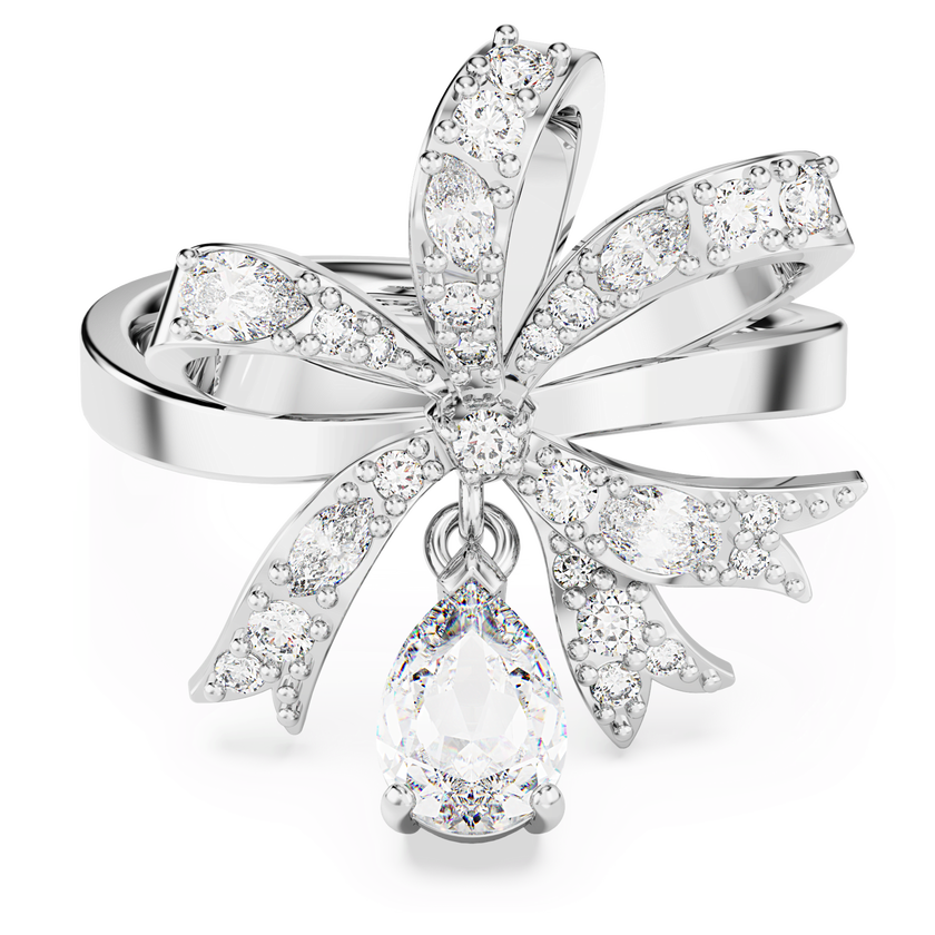 swarovski volta cocktail ring  bow  small  white  rhodium plated
