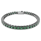 swarovski matrix tennis bracelet  round cut  green  ruthenium plated