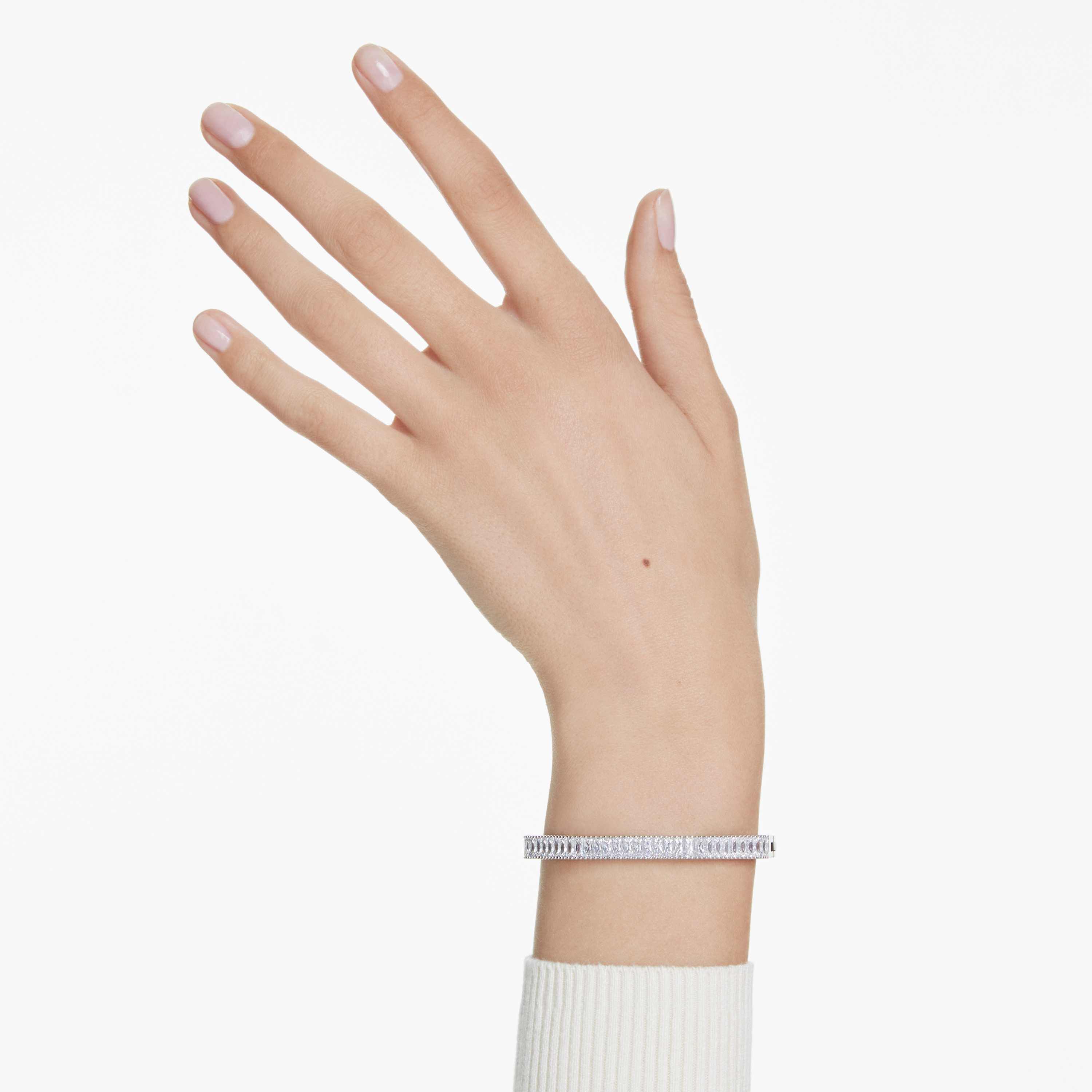 Buy Swarovski Matrix bangle, Baguette cut, White, Rhodium plated