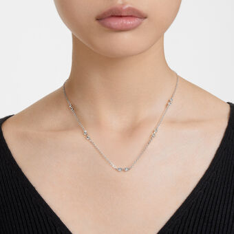 swarovski remix necklace  round cut  white  18k gold finish