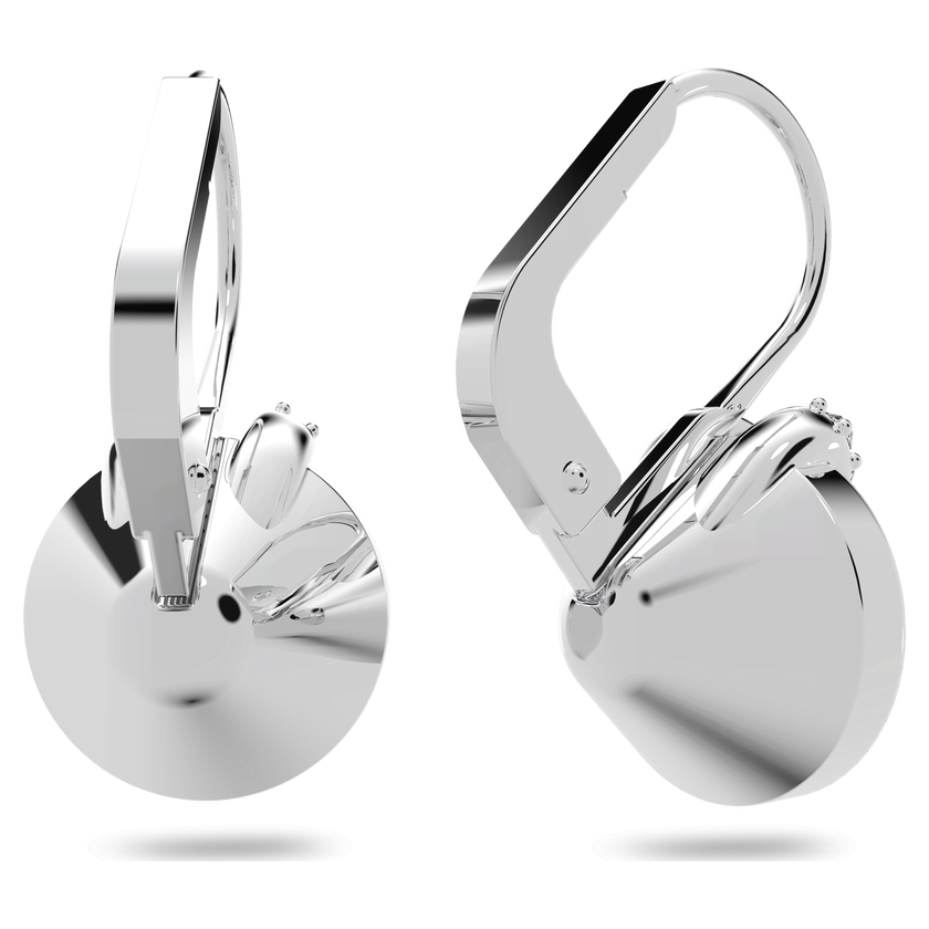 swarovski bella v drop earrings  round cut  white  rhodium plated