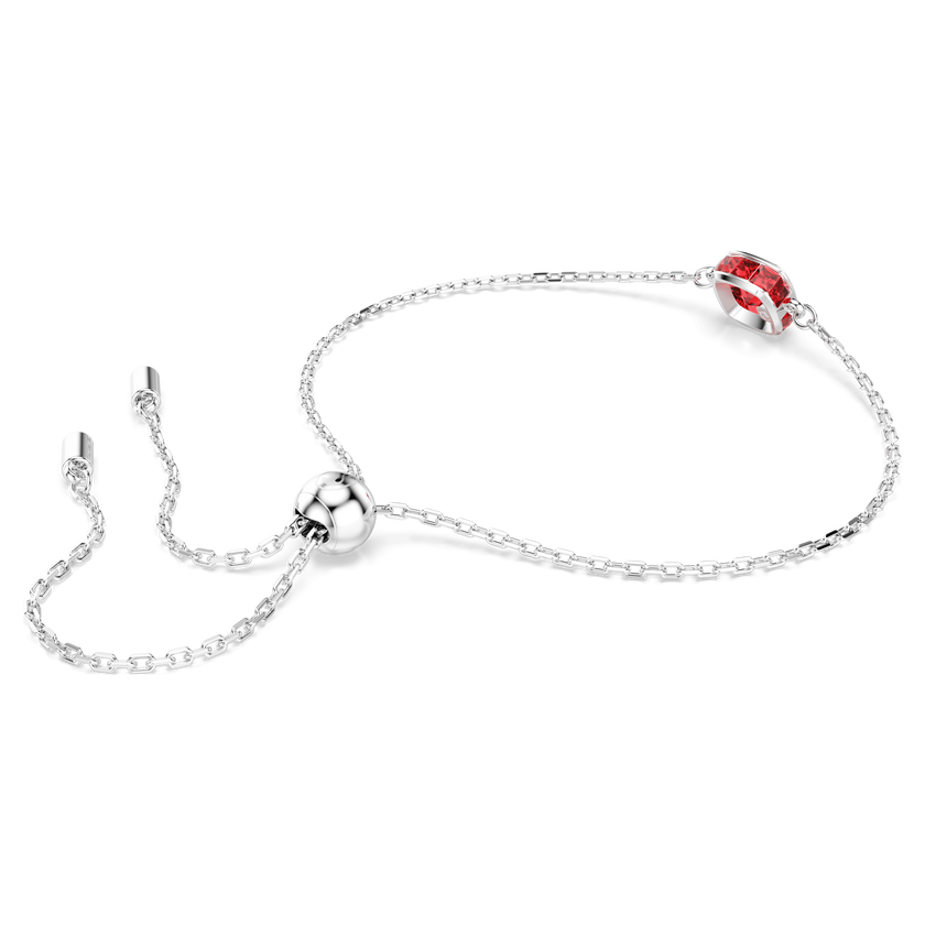 swarovski birthstone bracelet  square cut  july  red  rhodium plated