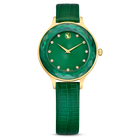 Octea Nova watch, Swiss Made, Leather strap, Green, Gold-tone finish