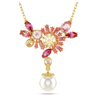 swarovski gema pendant mixed cuts crystal pearl flower pink gold tone plated