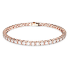 Matrix Tennis bracelet, Round cut, White, Rose gold-tone plated