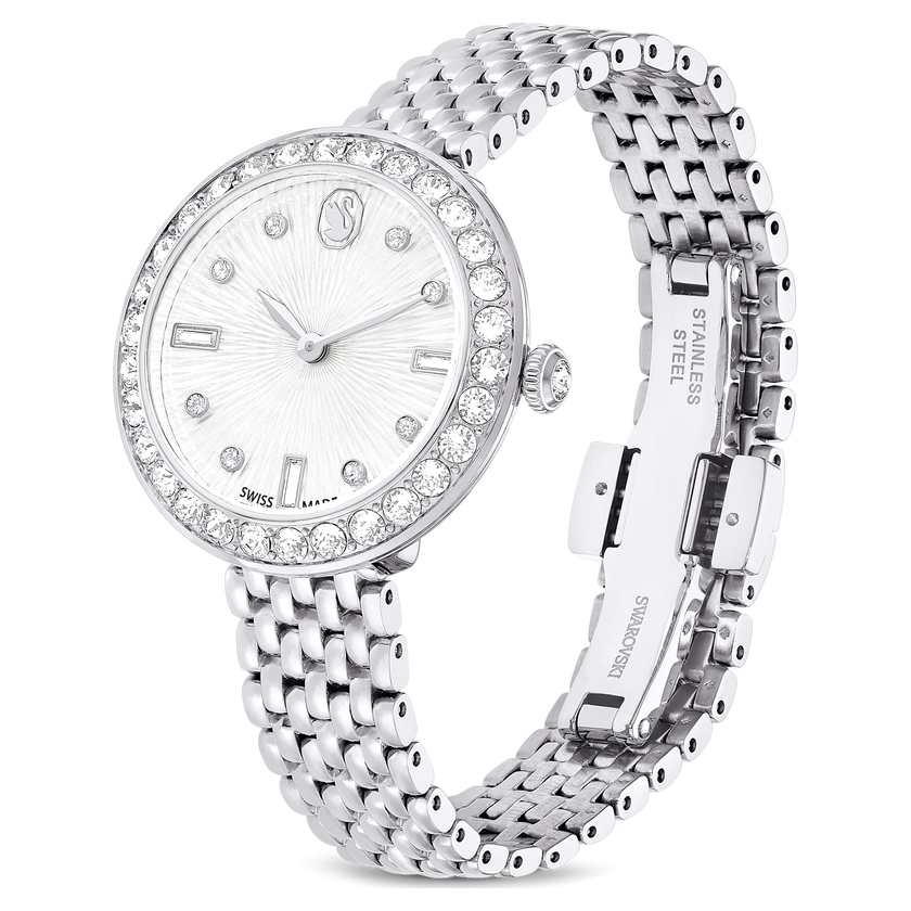 swarovski certa watch  swiss made  metal bracelet  silver tone  stainless steel