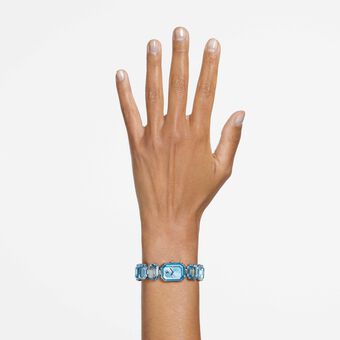swarovski millenia watch  octagon cut bracelet  blue  stainless steel