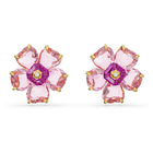 swarovski idyllia stud earrings flower pink gold tone plated