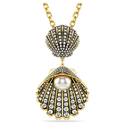 Idyllia necklace, Mixed cuts, Shell, White, Gold-tone plated
