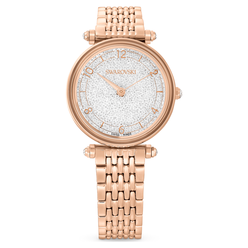 swarovski crystalline wonder watch  swiss made  metal bracelet  rose gold tone  rose gold tone finish